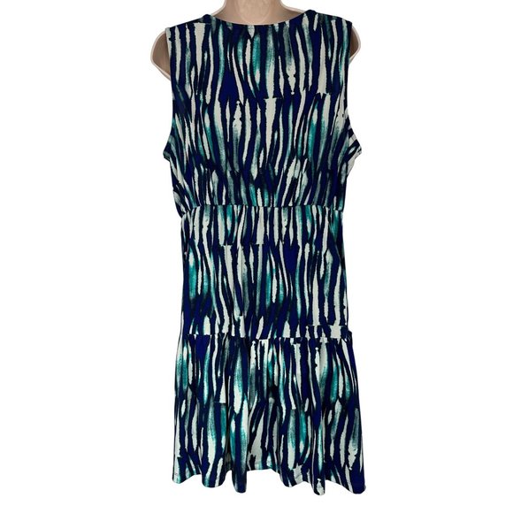 Size XL X-LARGE‎ TURQUOISE EMBELLISHED NECKLINE SUMMER DRESS Wedding Vacation - Picture 4 of 5